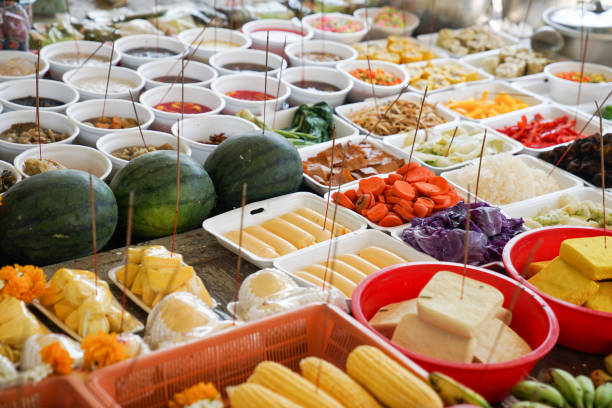 istock Asian believing, pray with incense and foods. 1085640562
