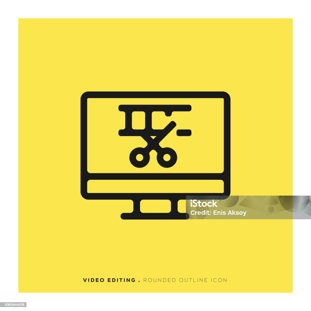 Video Editing Rounded Line Icon Editing Equipment stock vector