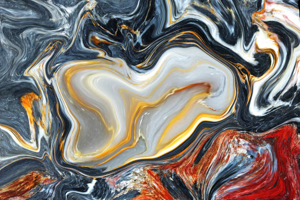 istock Gray marble white, gold, yellow and red pattern ink acrylic painted waves texture background for wallpaper luxurious. 1085648986