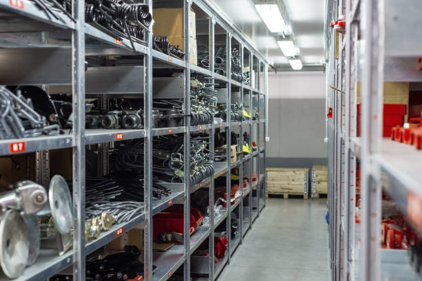 Factory warehouse spare parts. Storage and distribution of components Factory warehouse spare parts. Storage and distribution of components. market retail space stock pictures, royalty-free photos & images