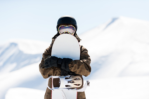 snowboard and snowboarder. extreme winter sport