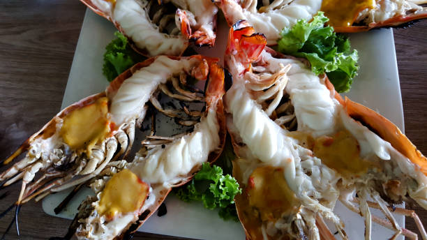istock grilled giant river prawn with yellow creamy fat on head 1085649926