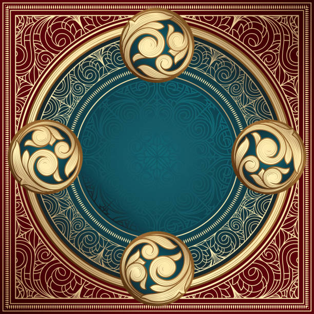 istock Golden ornate art deco vintage card 1085652976