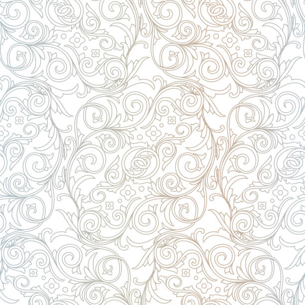 floral verzierte dekorative nahtlose hintergrund - filigree swirl flourishes ornate stock-grafiken, -clipart, -cartoons und -symbole
