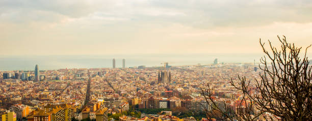 istock panorama of Barcelona at sunset 1085660060