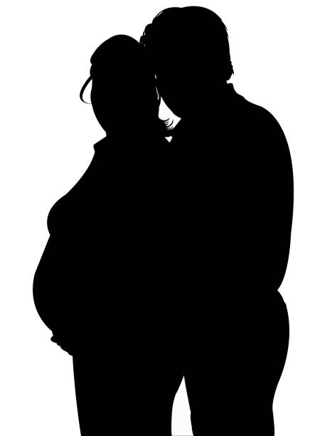 istock a pregnant woman and husband bodies silhouette vector 1085667238