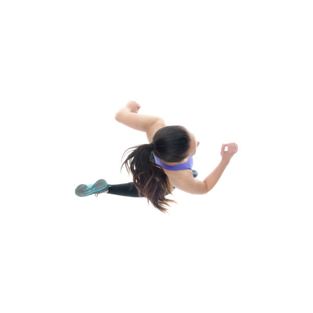 directly above view of female in sports clothing running - 5105 imagens e fotografias de stock