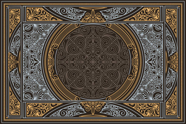 illustrazioni stock, clip art, cartoni animati e icone di tendenza di scheda di design retrò decorata decorativa - frame ornate swirl floral pattern