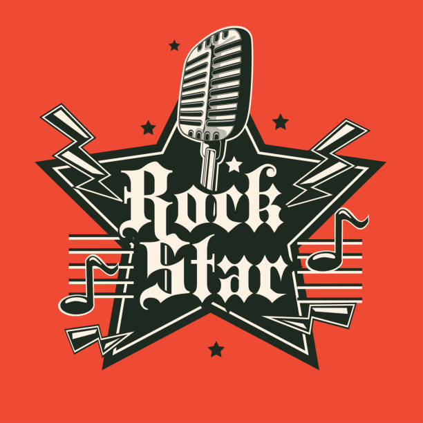 ilustrações de stock, clip art, desenhos animados e ícones de rock star music emblem - guitar electric guitar modern rock metal