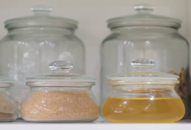 istock Interior. Jars and and boxes in the kitchen cupboard 1085673460