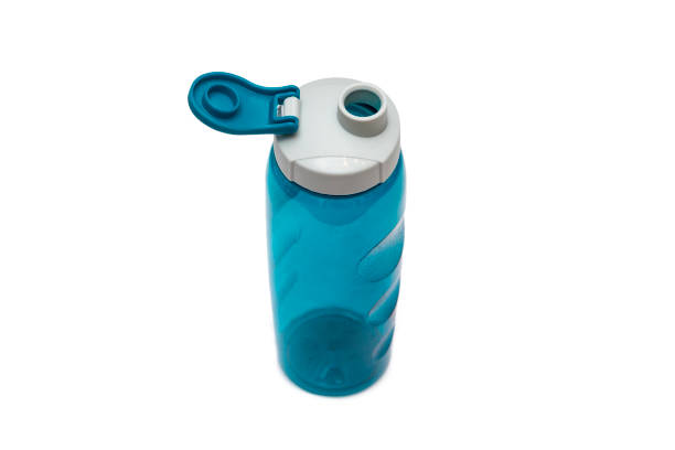 istock Blue water bottle insulated on white 1085673498