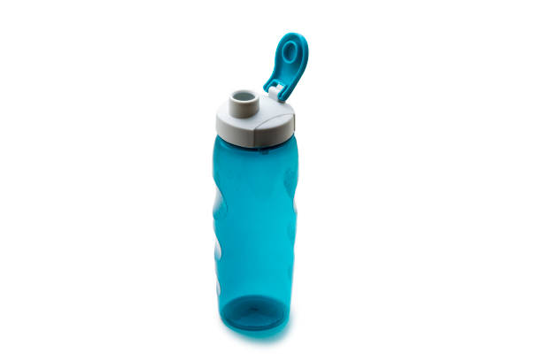 Blue water bottle insulated on white