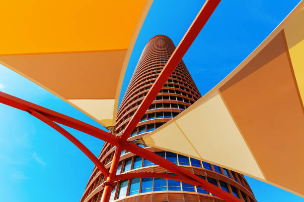 Seville, Spain - November 14, 2018: office skyscraper Torre Sevilla. The tower is 180,5 meters tall and the tallest building in Andalusia