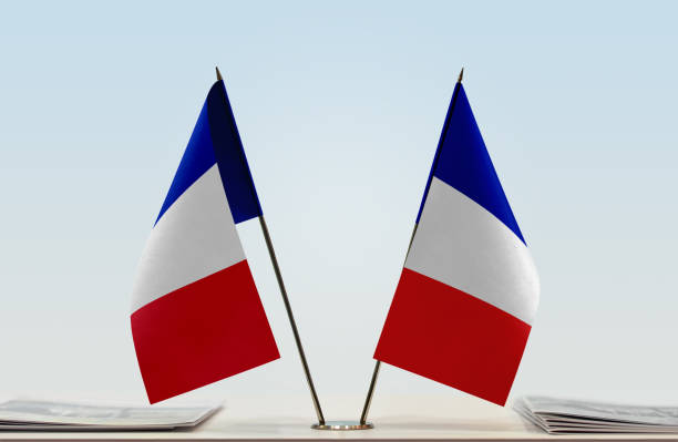 istock Two flags of France 1085703170