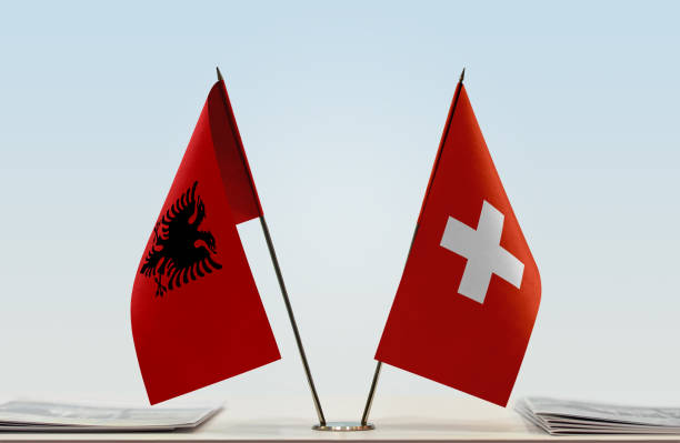 istock Flags of Albania and Switzerland 1085706846