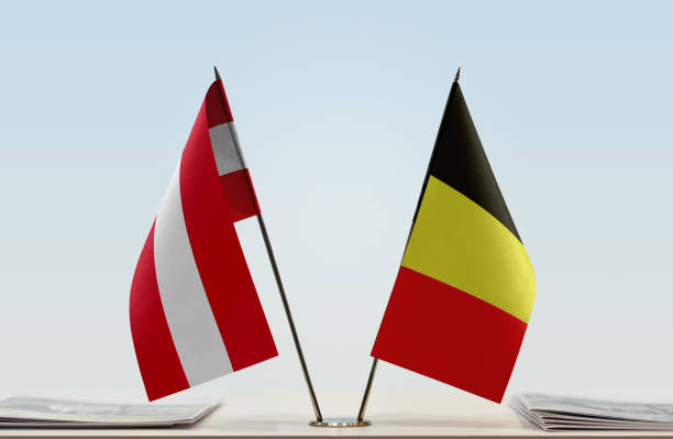 istock Flags of Austria and Belgium 1085710332