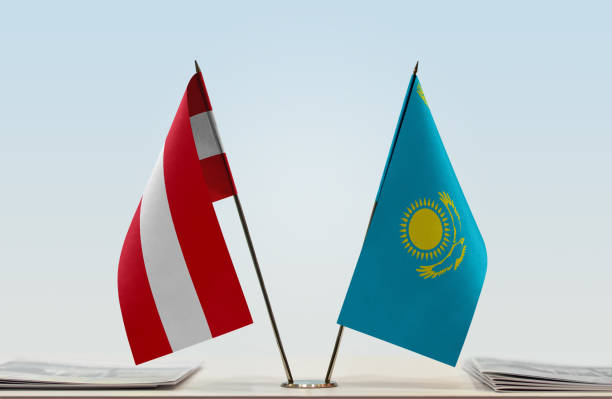 istock Flags of Austria and Kazakhstan 1085710512