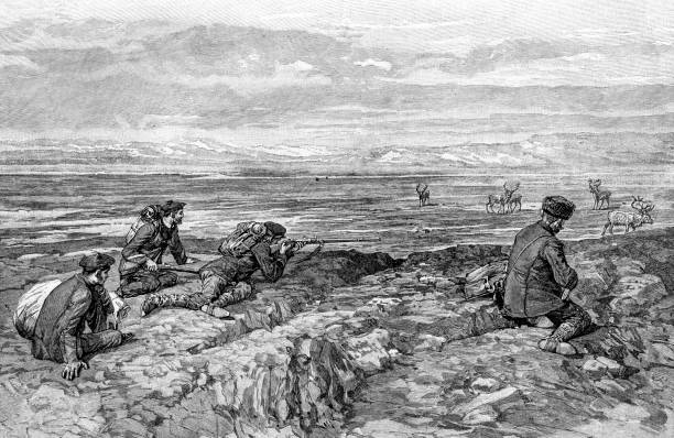 istock Reindeer hunt illustration 1895 'the Earth and her People' 1085712994