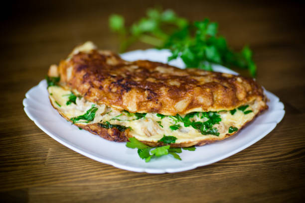 istock fried omelet with cauliflower and greens in a plate 1085713122