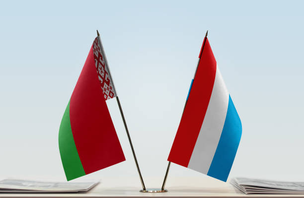 istock Flags of Belarus and Luxembourg 1085714054