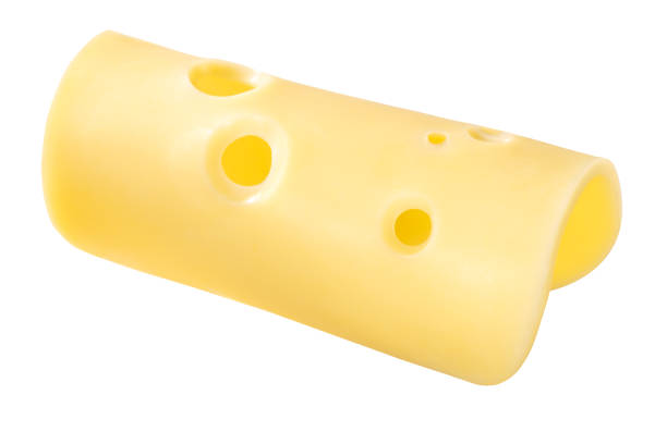 istock Rolled up cheese slice with holes, paths 1085715804