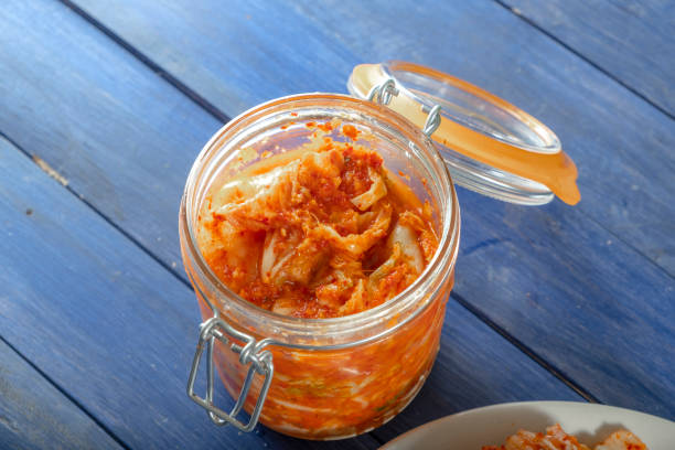 istock Fresh Homemade Kimchee in Glass Jar 1085716124