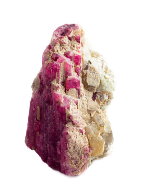 istock Natural raw piece of pink elbaite on white background 1085717218