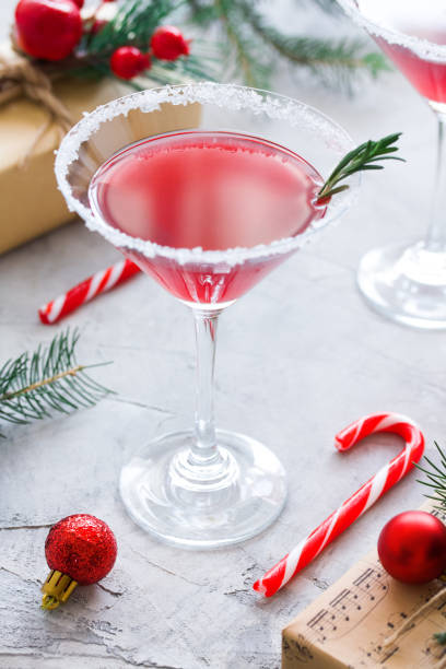 istock Christmas party composition with drink in red colors 1085717726