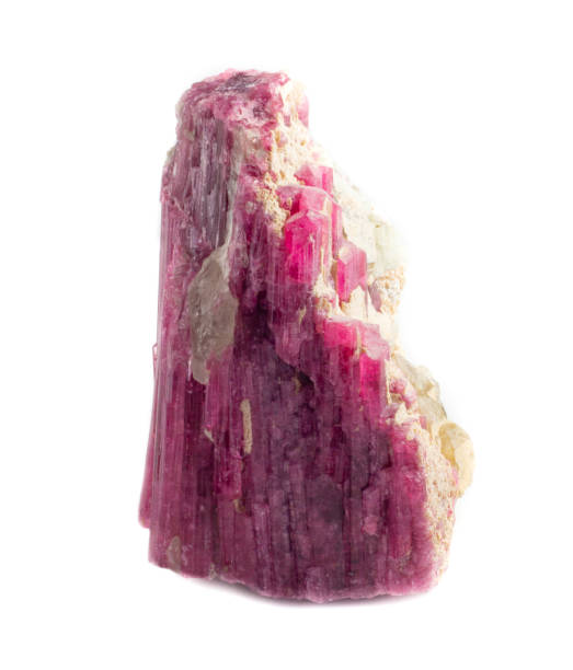 istock Natural raw piece of pink elbaite on white background 1085718112