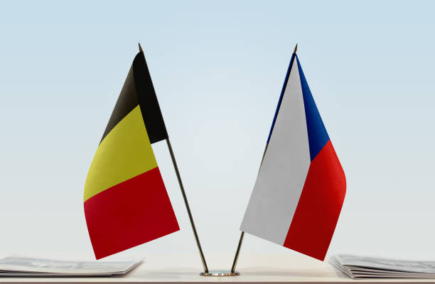istock Flags of Belgium and Czech Republic 1085718546
