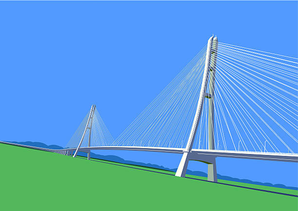 ilustrações de stock, clip art, desenhos animados e ícones de ponte de tirantes - cable stayed bridge illustrations