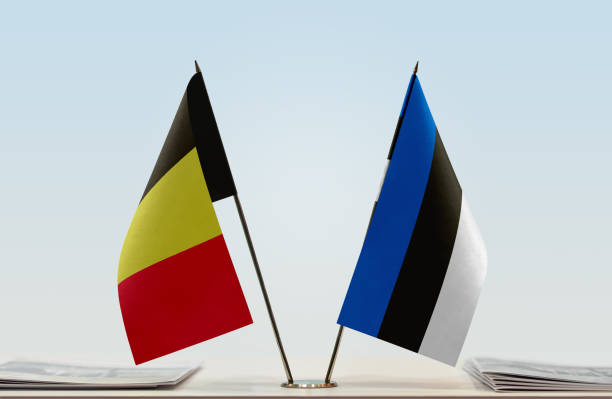 istock Flags of Belgium and Estonia 1085719106