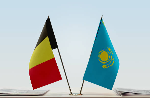 istock Flags of Belgium and Kazakhstan 1085719746