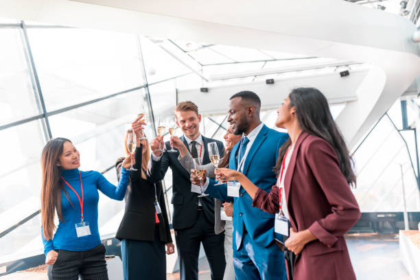 istock Businesspeople celebrating with champagne 1085722998