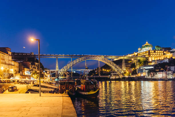 Porto, Portugal Skyline by night stock photo