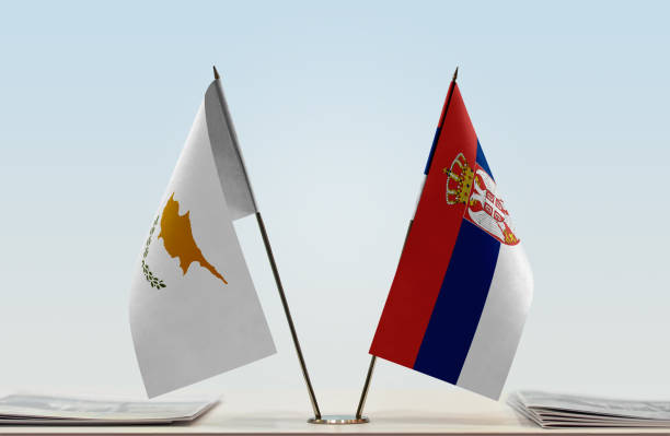 istock Flags of Cyprus and Serbia 1085725408