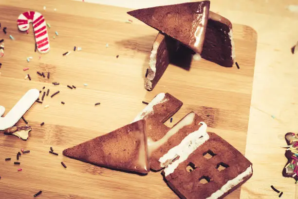 gingerbread house collapsed