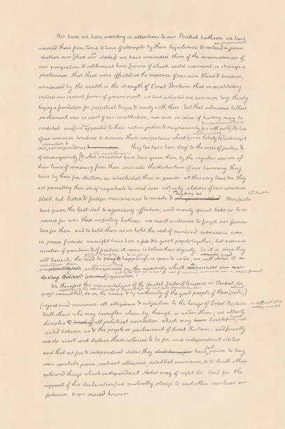 istock United States Declaration of Independence (July 1776), facsimile, published 1886 1085729284