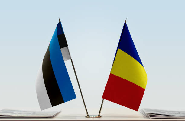 istock Flags of Estonia and Romania 1085729744
