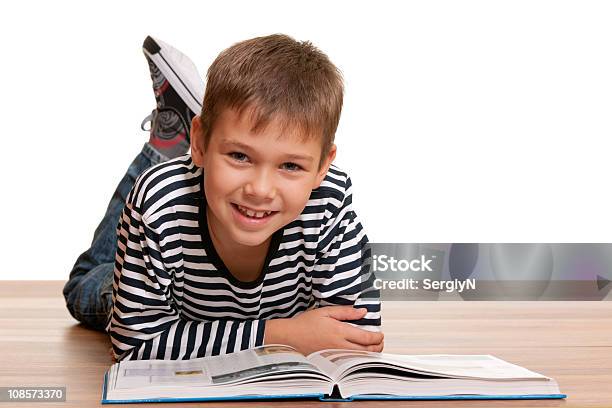 Smiling Little Reader Stock Photo - Download Image Now - Boys, Happiness, 8-9 Years