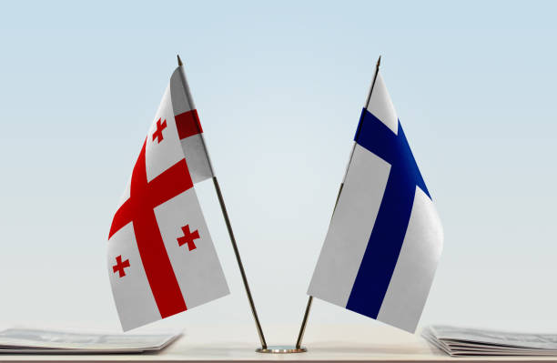istock Flags of Georgia and Finland 1085737164