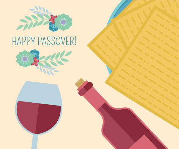 행복 한 유월 절 - passover seder plate seder judaism stock illustrations
