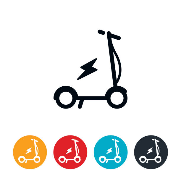 전기 스쿠터 아이콘 - push scooter stock illustrations