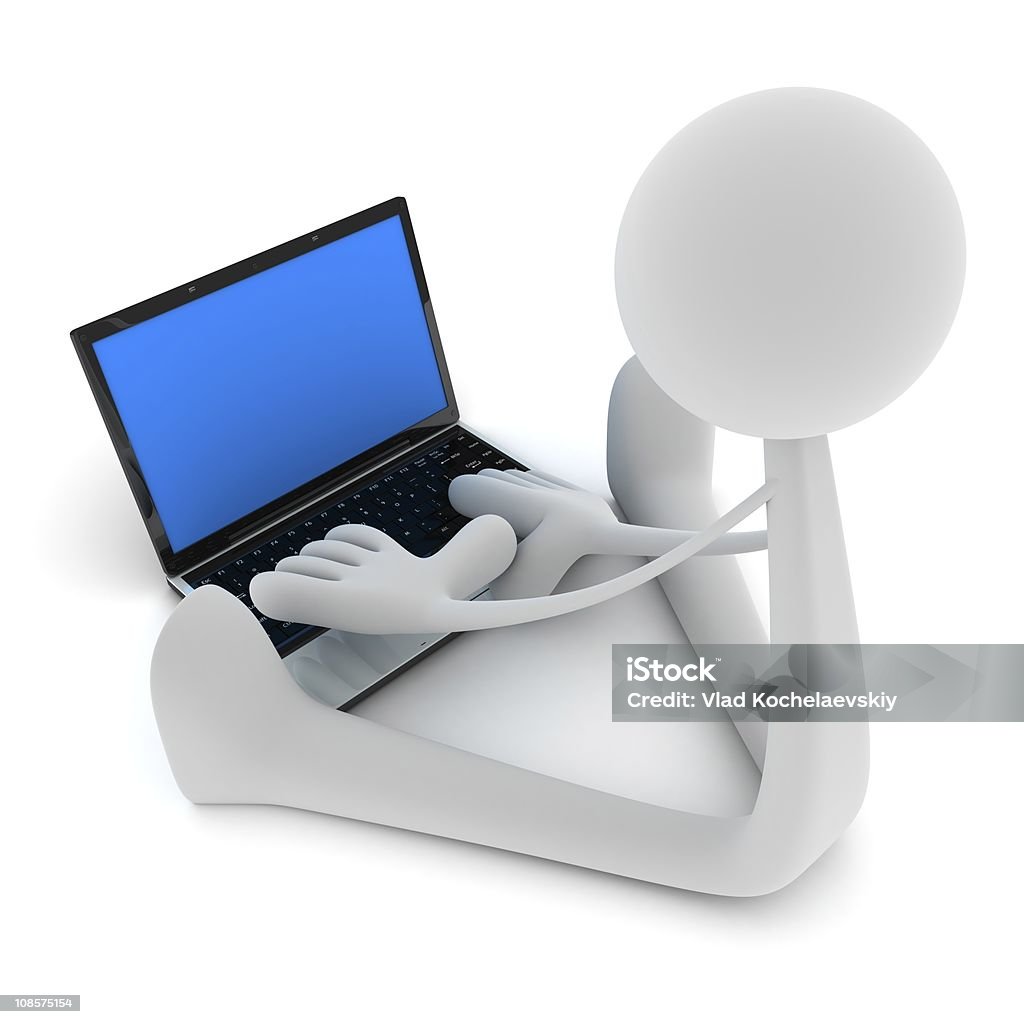Homme et un ordinateur portable - Photo de Abstrait libre de droits