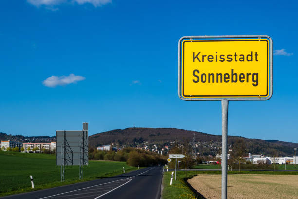 istock County town,Sonneberg place-name sign 1085757324