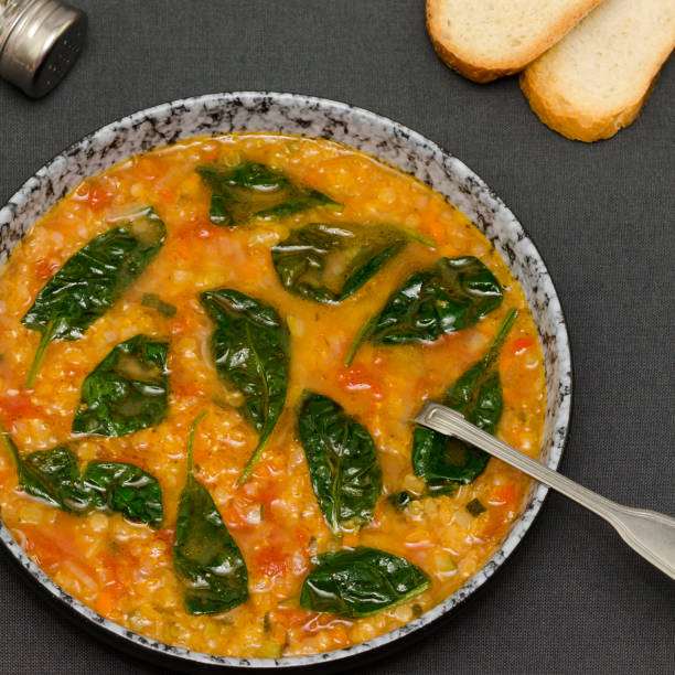istock Dal indian lentil curry soup with spinach. 1085760716