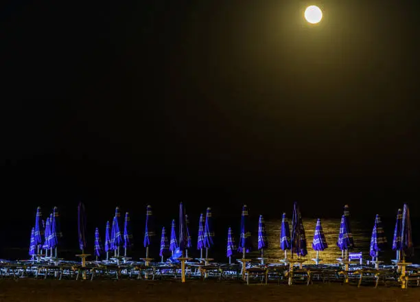 night view over the Policoro Beach illuminated by the moon