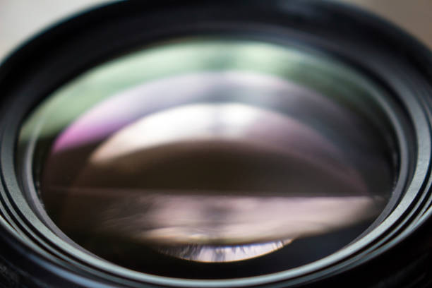 istock Glare on the front lens of the camera lens 1085774194