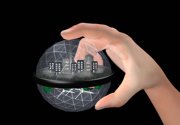 istock World globe between two fingers. A polluted environment that points upwards and with a clean environment. 1085774820
