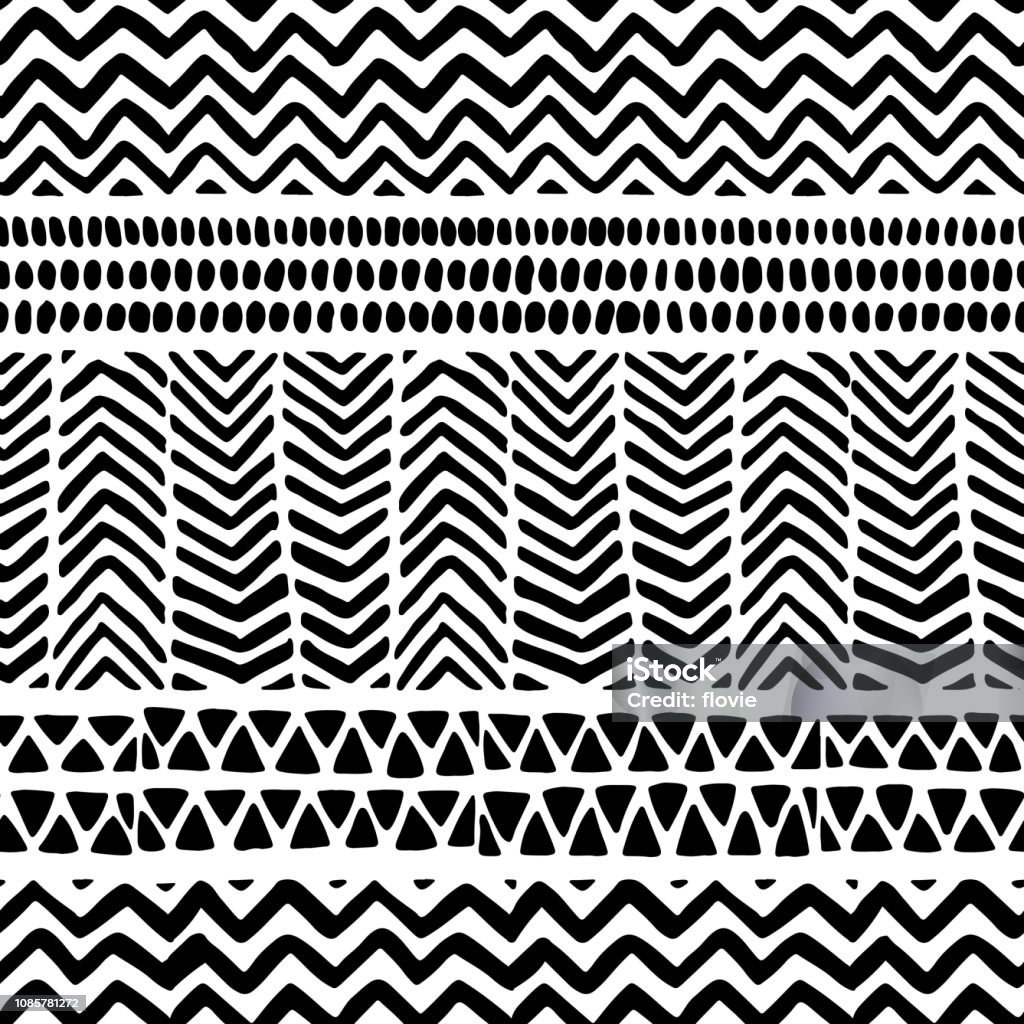 Seamless black and white pattern. Ethnic and tribal motifs. seamless black and white pattern, ethnic and tribal motifs, hand drawn aztec print Pattern stock vector